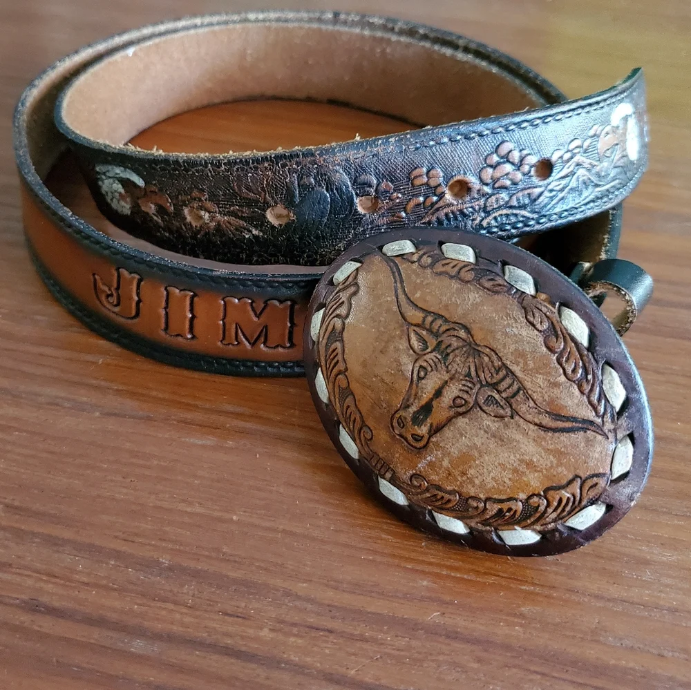 Vintage Western Style Leather belt xl - Picture 7 of 10